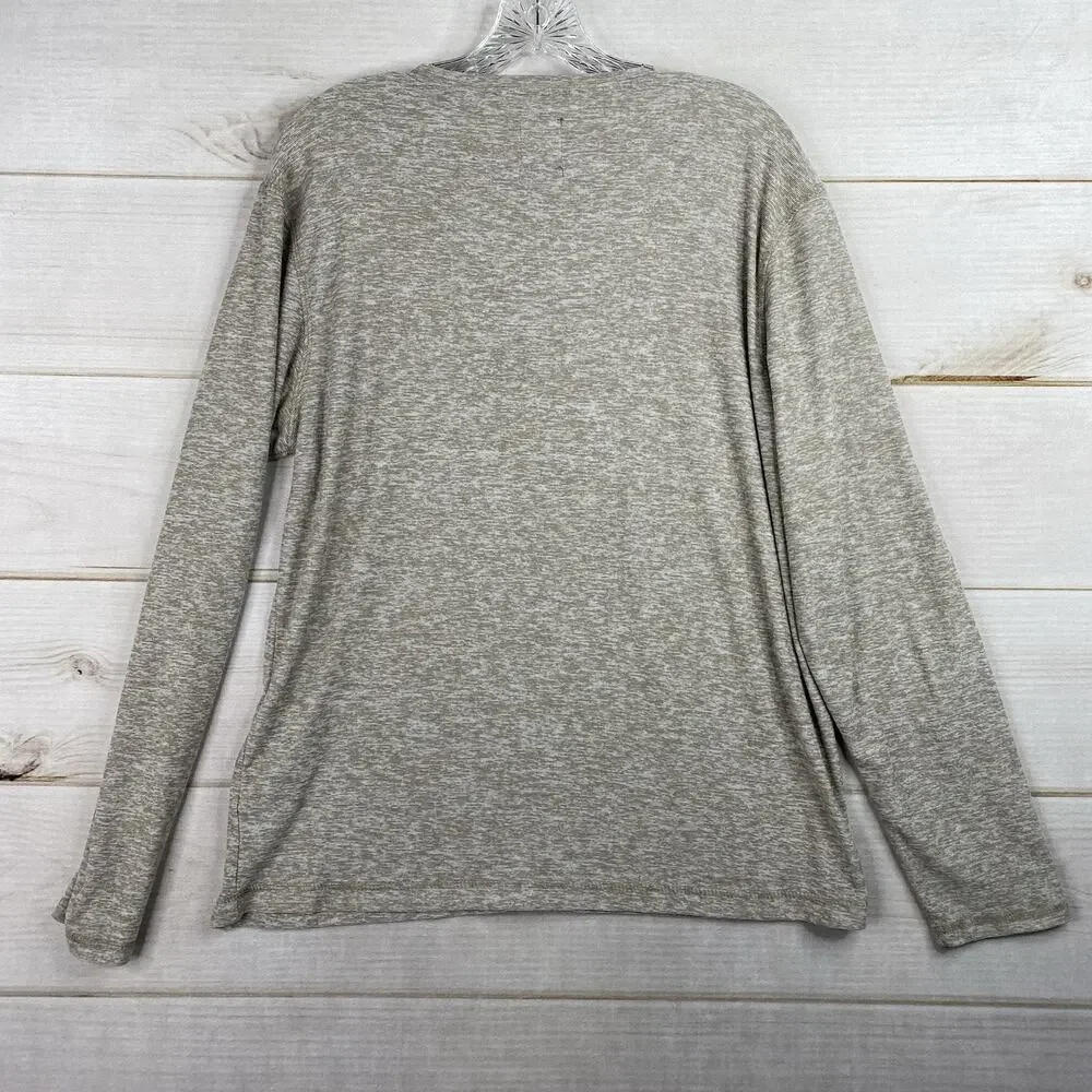 Essex Crossing Henley Shirt Men M Tan Heather Super Soft Stretch Long Sleeve
